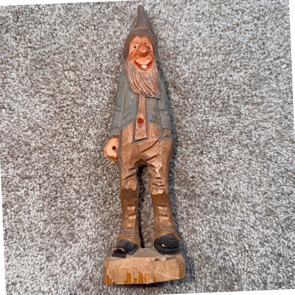 Vintage Like Hillbilly Look Wood Carved‎ Figurine Folk Art Troll 10.5 Inch